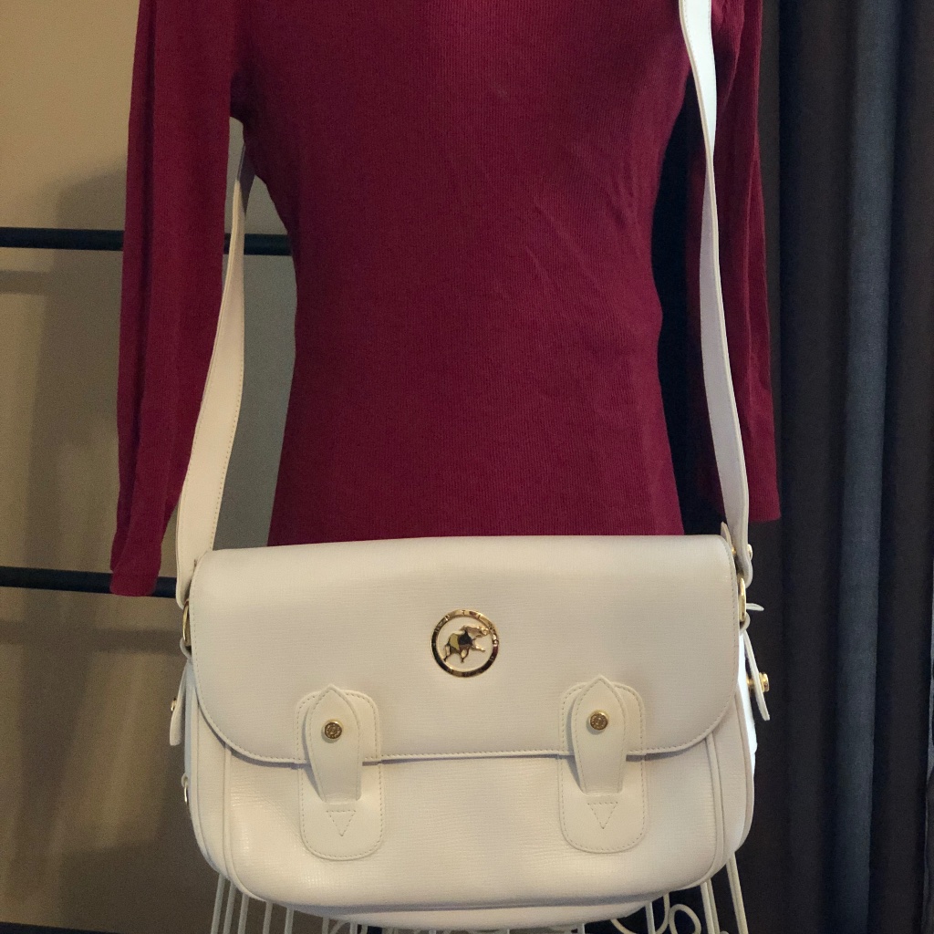 Hunting World White Shoulder Bag, Euc